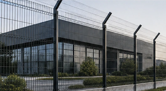 Cierre perimetral metálico en instalación industrial